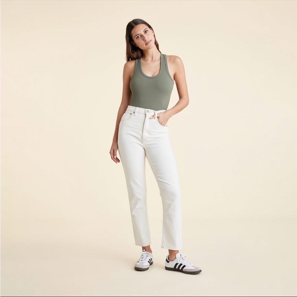 Nuuds ribbed scoop-neck bodysuit in olive size M